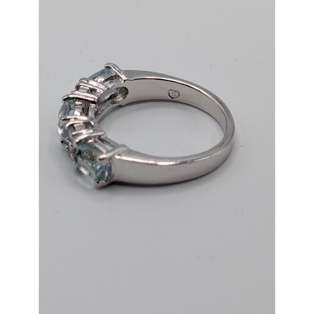 Light Blue Topaz Cubic Zirconia 925 Plated Silver Ring 1.6 Carat 2.95g - Picture 7 of 10